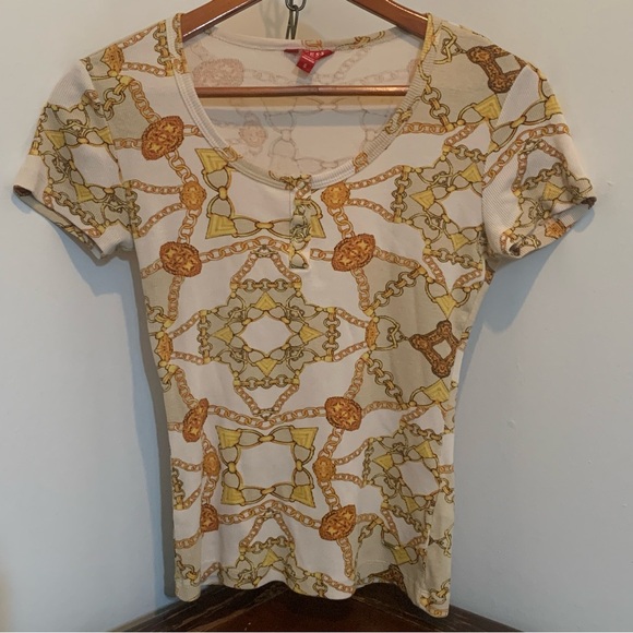 Guess Chain Print Ribbed Top - Picture 1 of 8